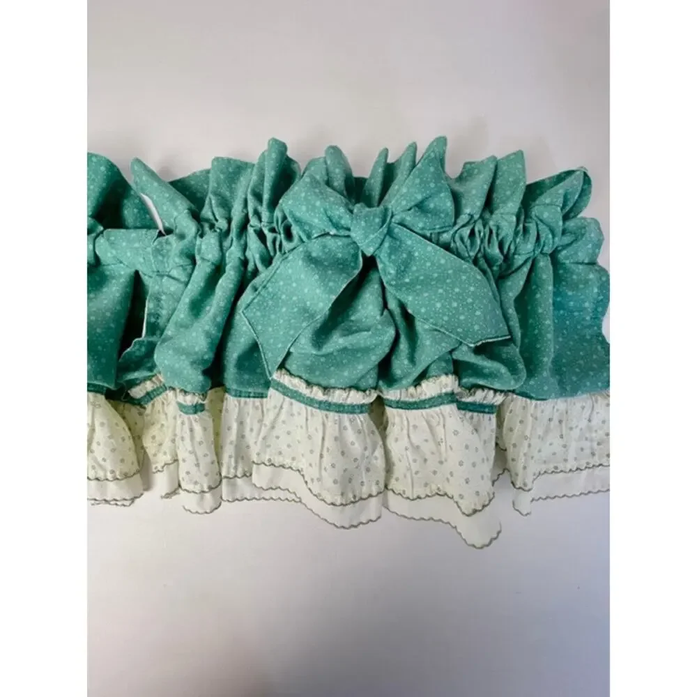 Vintage Mint Green Ruffled Curtain Valance Cottagecore Farmhouse Shabby Chic